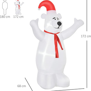 HOMCOM 6ft Tall Outdoor Inflatable Bear Christmas