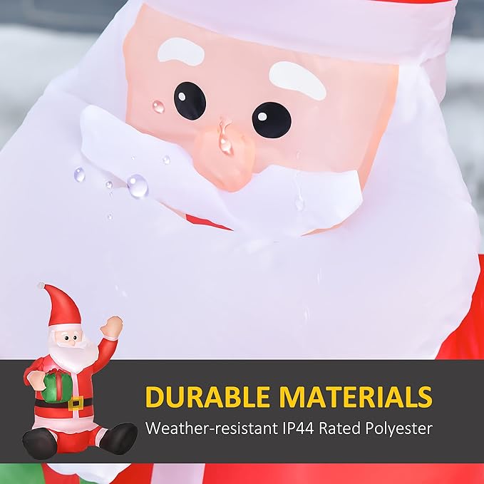 HOMCOM 4ft Inflatable Christmas Santa Claus Gift with LED Xmas