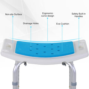 HOMCOM Shower Chair, Adjustable Height Shower Stool