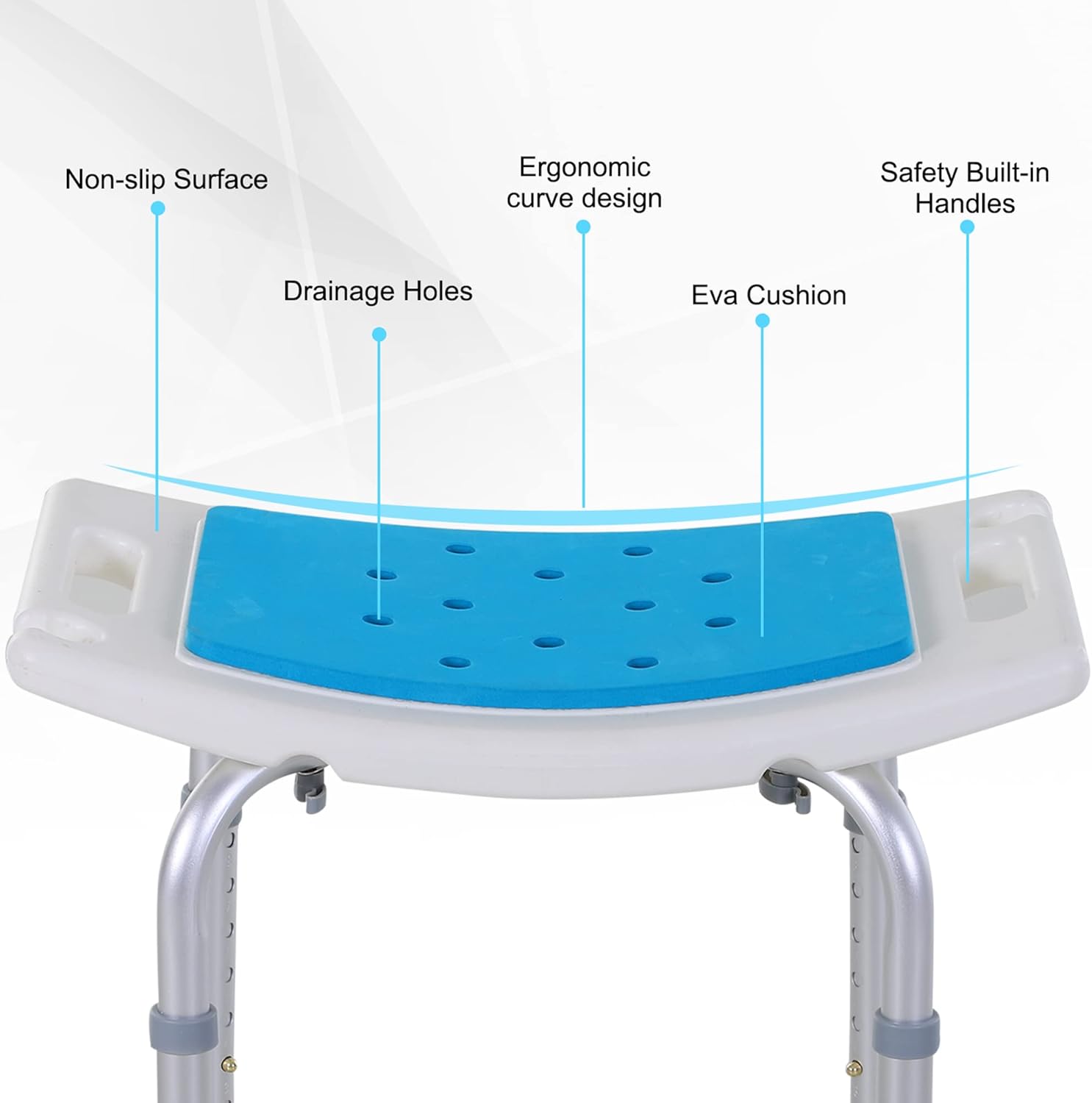 HOMCOM Shower Chair, Adjustable Height Shower Stool