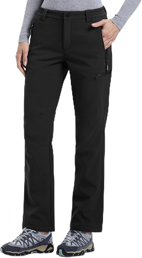 Outdoor Ventures Womens Winter Softshell Trousers-UK12 SHORT-BLACK