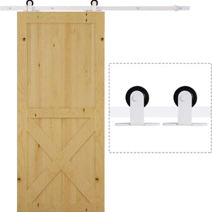 HOMCOM 6FT Rustic Interior Sliding Barn Door Mounting Hardware Kit - White