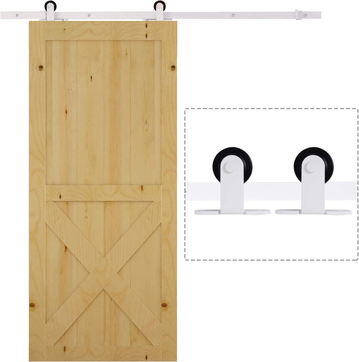 HOMCOM 6FT Rustic Interior Sliding Barn Door Mounting Hardware Kit - White
