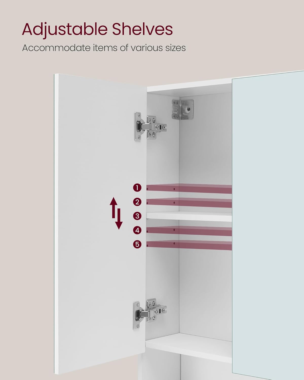 VASAGLE KAILYN Collection - Bathroom Mirror Cabinet, Bathroom Wall Mirror Cabinet White