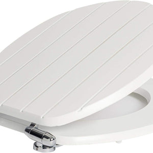 Harbour Housewares Soft Close Toilet Seat - White - Pack of 1 - Oval-Shaped Wooden Toilet Seat
