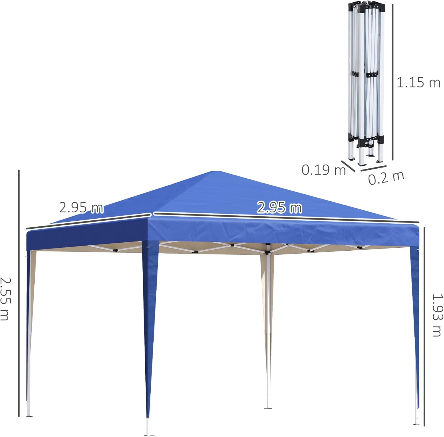Outsunny 3 x 3M Garden Pop Up Gazebo Height Adjustable