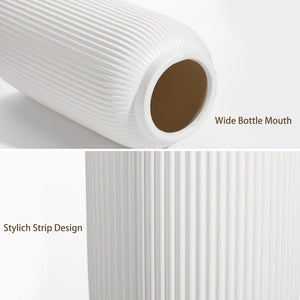 Arborus Ceramic Vase 24 cm Tall White Vases Ceramic Matt Round Ribbed Flowers Vase