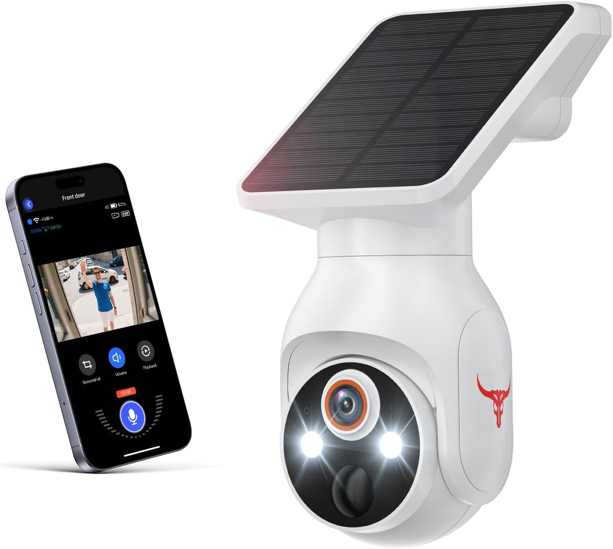 Wi-Fi 1080p battery camera with solar panel