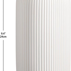 Arborus Ceramic Vase 24 cm Tall White Vases Ceramic Matt Round Ribbed Flowers Vase