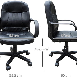 HOMCOM Office Chair, PU Leather Computer Desk Chair with Adjustable Height Black