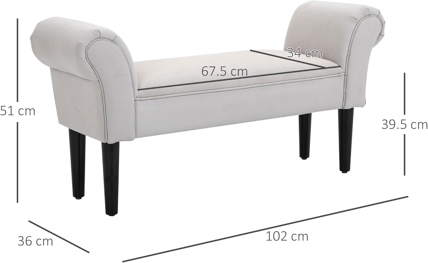 HOMCOM 831-135V70 SMALL CHAISE-GREY