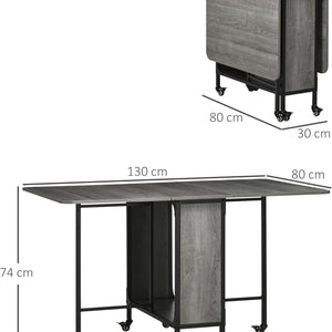 HOMCOM Mobile Drop Leaf Table, Folding Dining Table with 6 Wheels