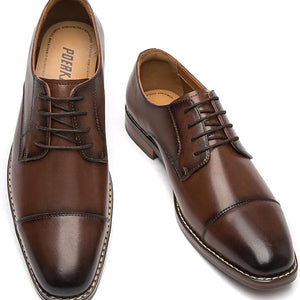 Poerkan Men's Comfortable & Stylish Lace - Up Derby Shoes-Black-UK10