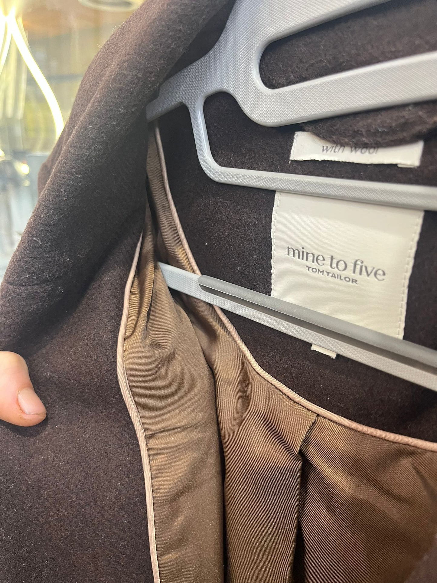 TOM TAILOR WOMENS WOOL COAT WITH BELT-DARK OAK BROWN-SMALL