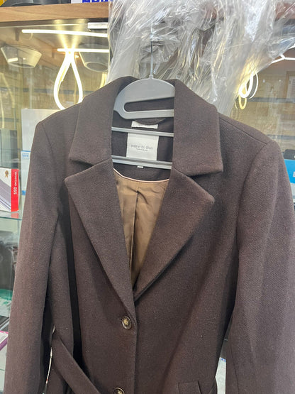 TOM TAILOR WOMENS WOOL COAT WITH BELT-DARK OAK BROWN-SMALL