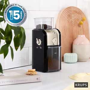 Krups Expert Burr, Automatic Coffee Grinder, Easy Clean, black&silver, GVX231