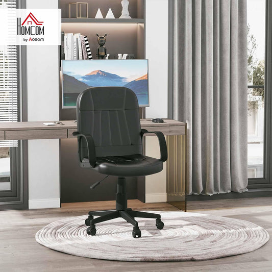 HOMCOM Office Chair, PU Leather Computer Desk Chair with Adjustable Height Black