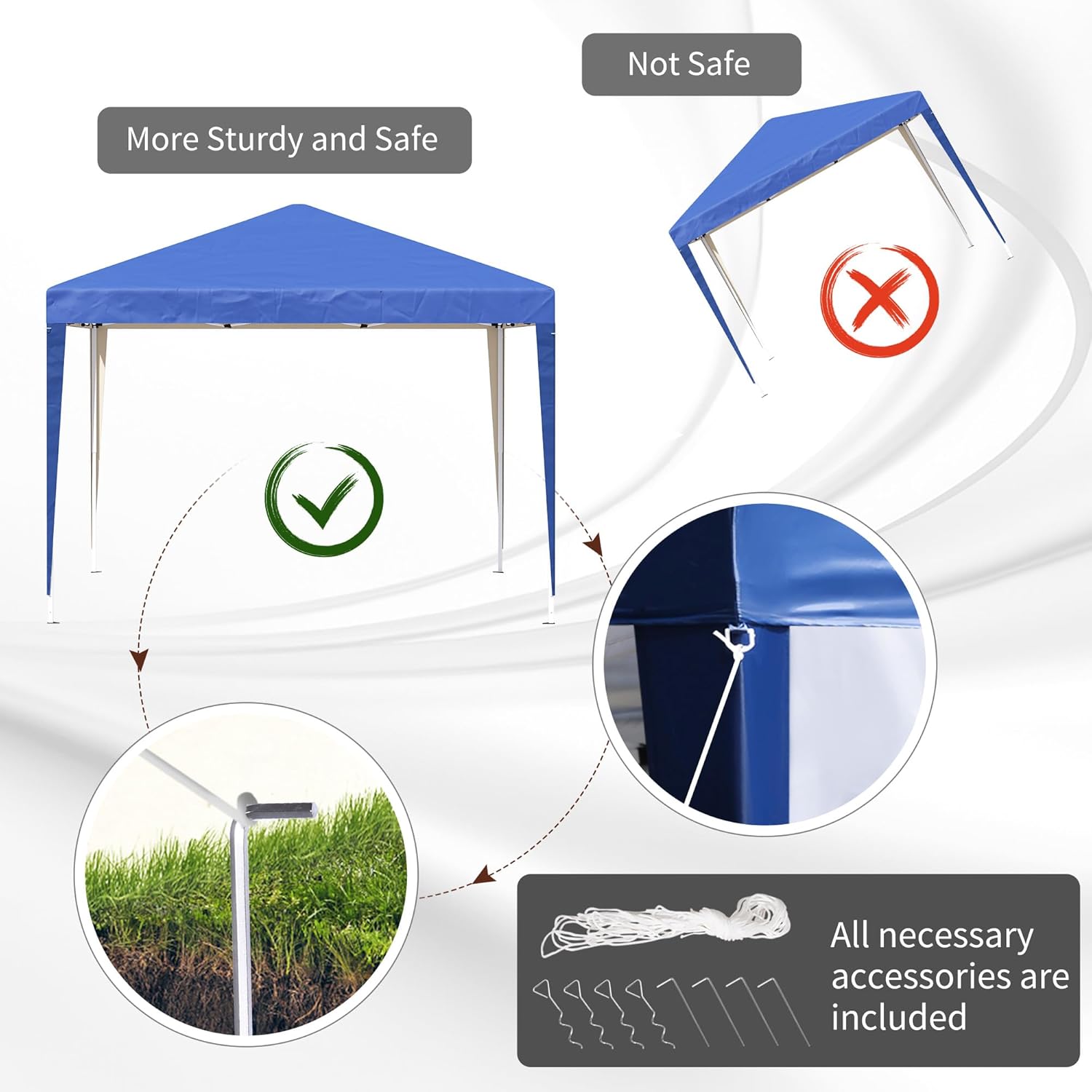 Outsunny 3 x 3M Garden Pop Up Gazebo Height Adjustable