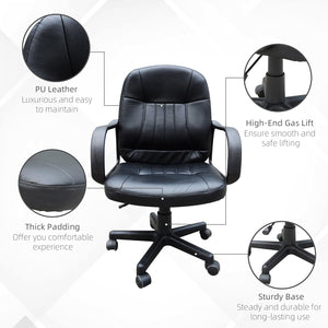 HOMCOM Office Chair, PU Leather Computer Desk Chair with Adjustable Height Black