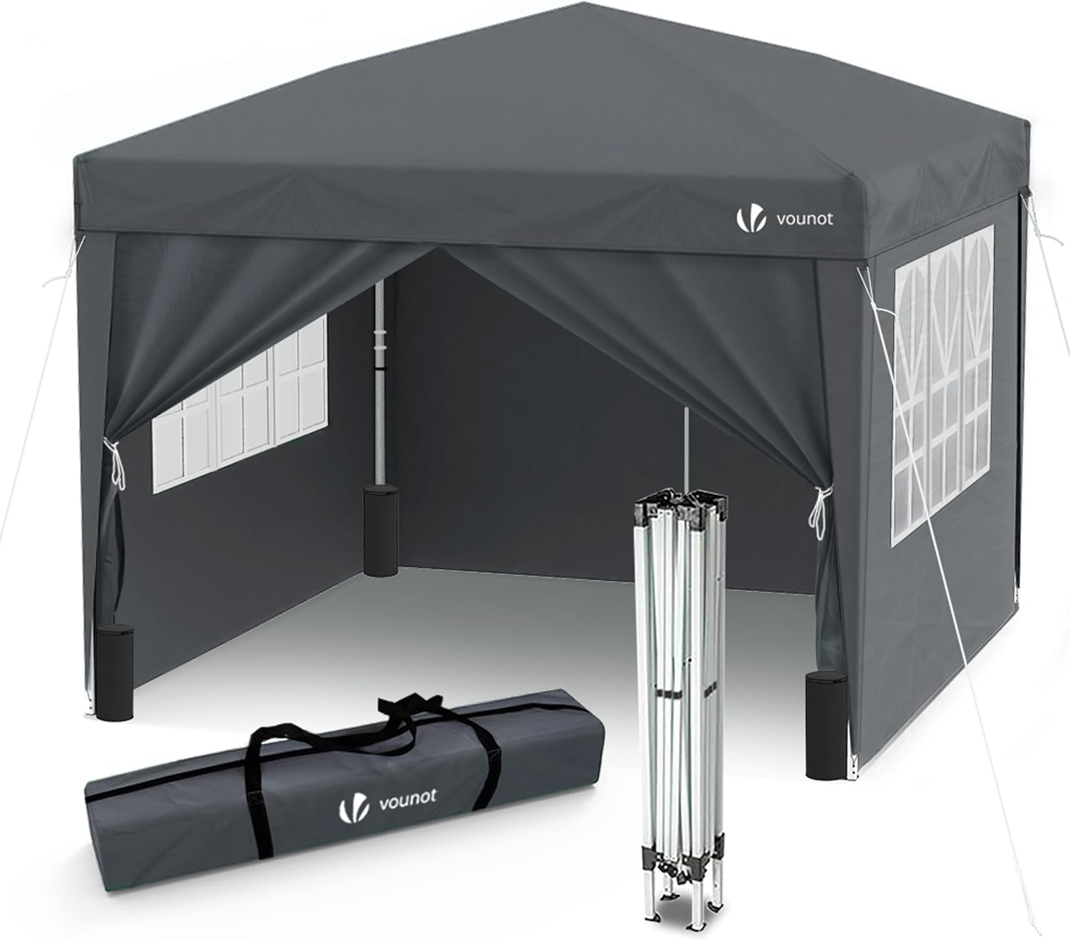 VOUNOT 3m x 3m Pop Up Gazebo with Sides & 4 Weight Bags & Carry Bag