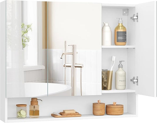 VASAGLE KAILYN Collection - Bathroom Mirror Cabinet, Bathroom Wall Mirror Cabinet White