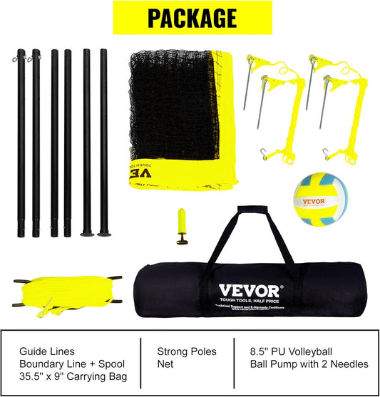 VEVOR Portable Volleyball Net System-YELLOW