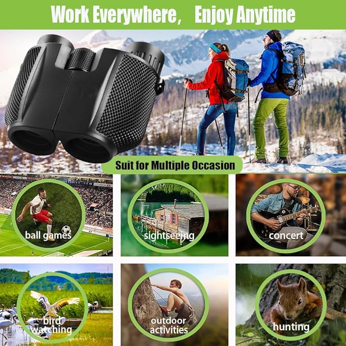 10X25 HD Binoculars for Adults Kids - High Powered Compact Binoculars