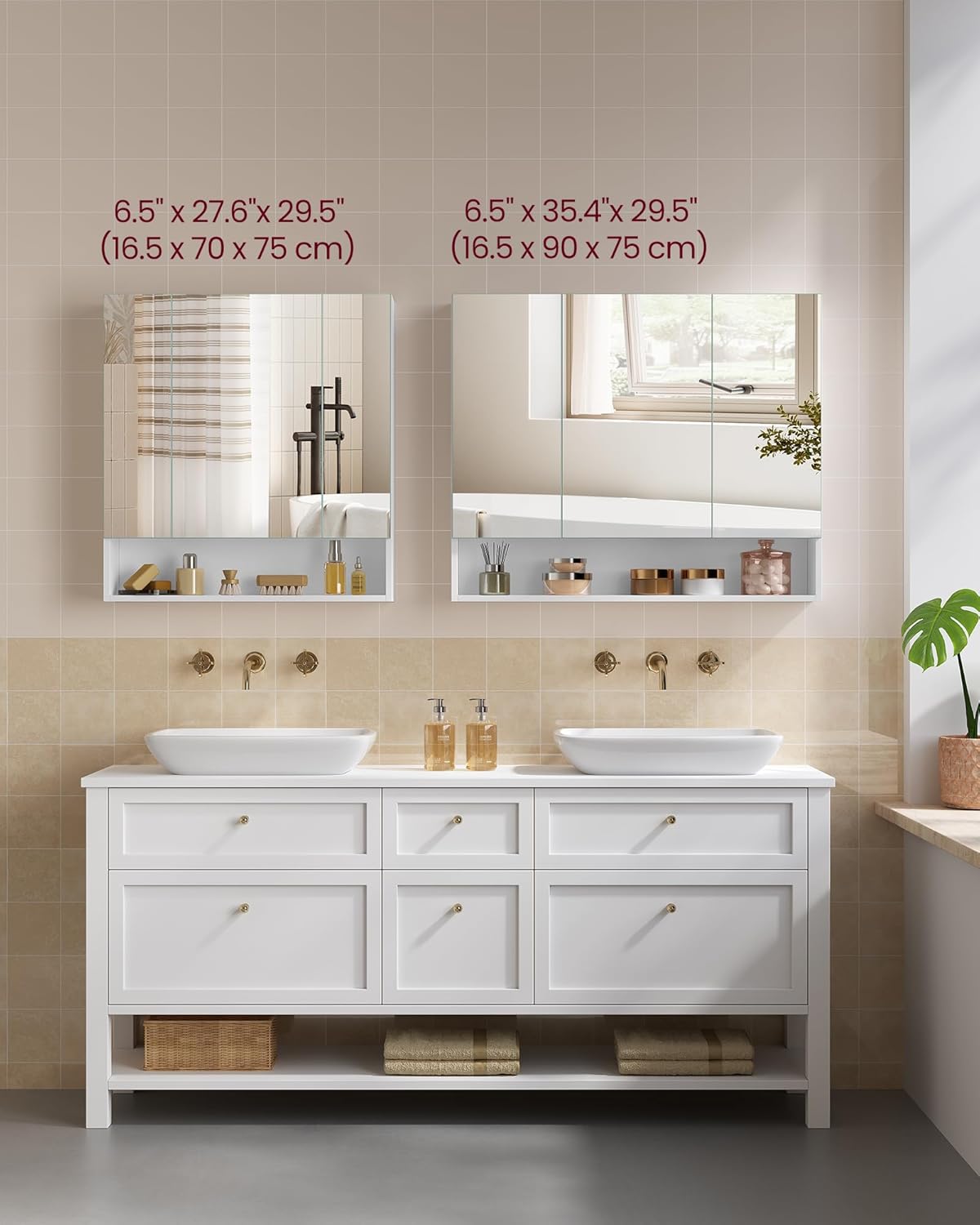 VASAGLE KAILYN Collection - Bathroom Mirror Cabinet, Bathroom Wall Mirror Cabinet White