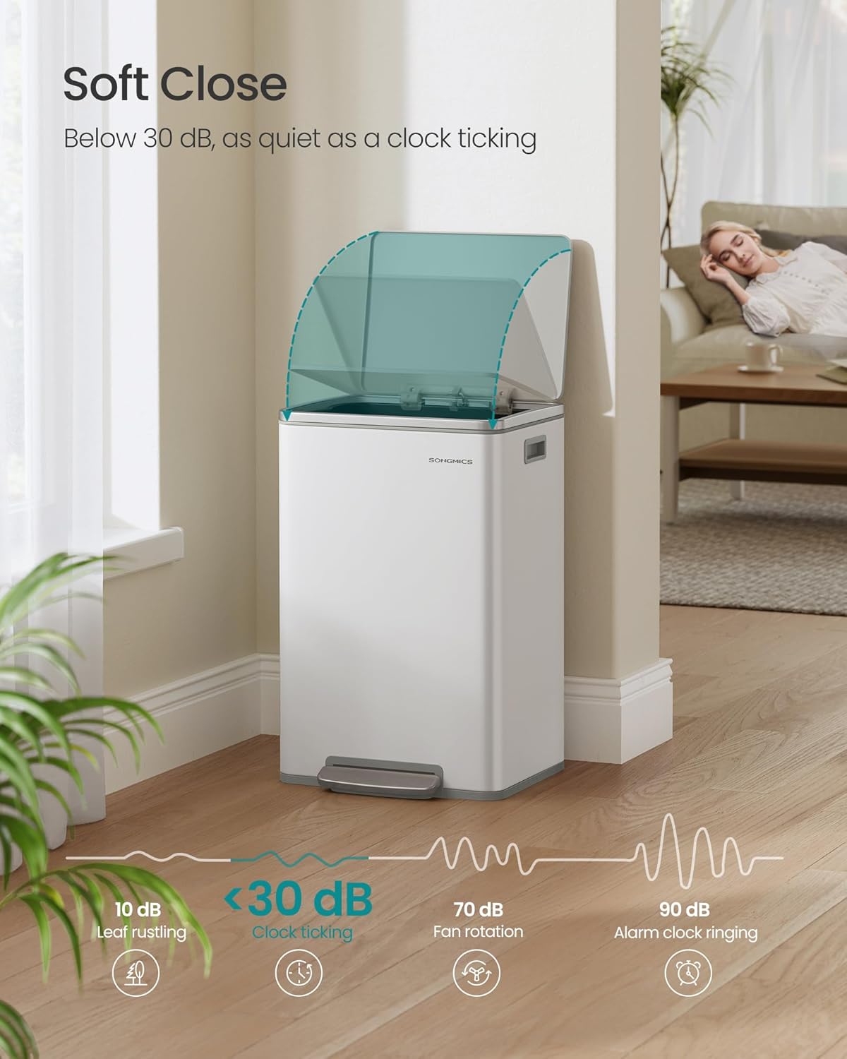 SONGMICS Kitchen Bin 50 L