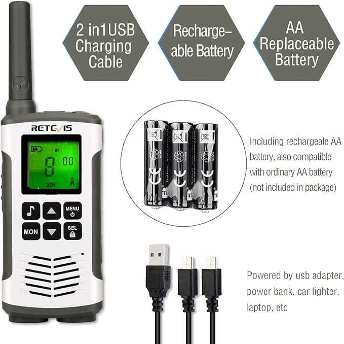Retevis RT45 Walkie Talkies, Rechargeable Walkie Talkies Long range 2pc