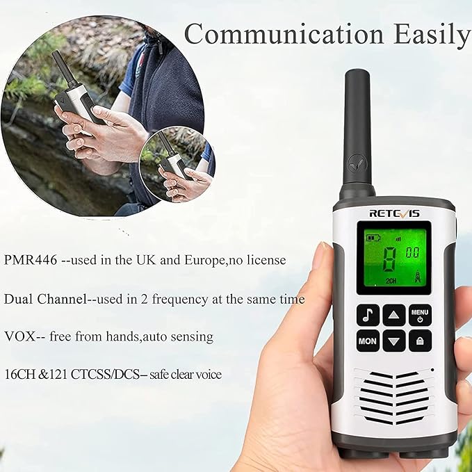 Retevis RT45 Walkie Talkies, Rechargeable Walkie Talkies Long range 2pc