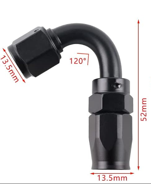 VVORHSBELL 4AN 120 Degree Swivel Hose End Fitting-black