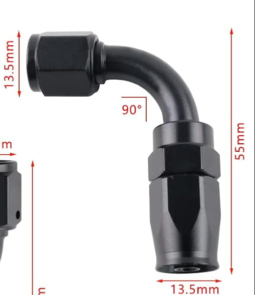 VVORHSBELL Female to AN4 Male Flare 90 Degree Swivel Fitting Adapter-BLACK