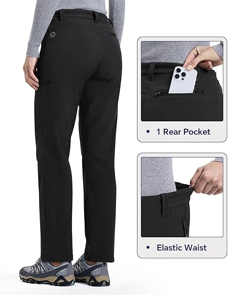 Outdoor Ventures Womens Winter Softshell Trousers-UK12 SHORT-BLACK