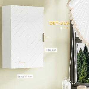 kleankin Bathroom Wall Cabinet, Over Toilet Storage Cupboard with Adjustable Shelves for Hallway, Living Room, White