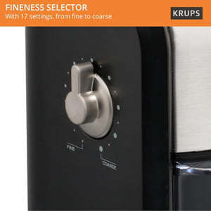 Krups Expert Burr, Automatic Coffee Grinder, Easy Clean, black&silver, GVX231