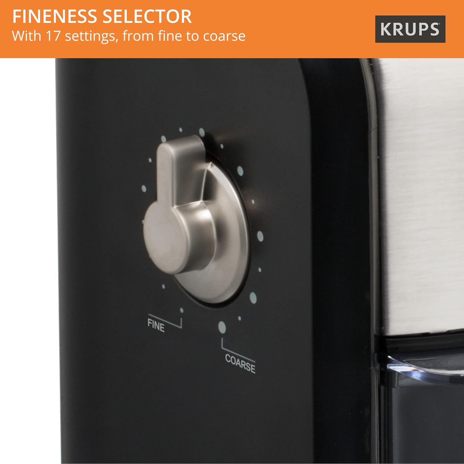 Krups Expert Burr, Automatic Coffee Grinder, Easy Clean, black&silver, GVX231