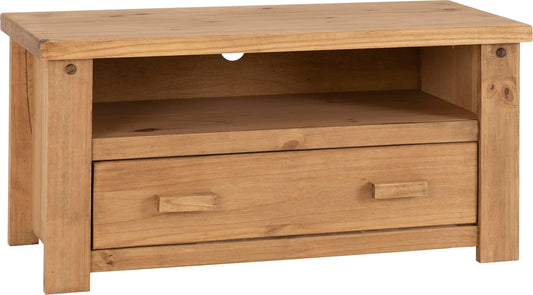 Seconique Tortilla Flat Screen Tv Unit in Distressed Waxed Pine