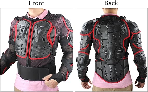 GES Motorcycle Body Protective Jacket (XL(Black and Red))