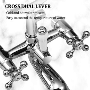 Wasserrhythm Bath Mixer Taps with Shower Attachment Victorian Traditional Telephone