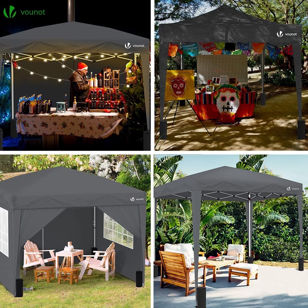 VOUNOT 3m x 3m Pop Up Gazebo with Sides & 4 Weight Bags & Carry Bag
