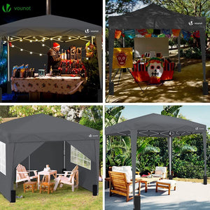 VOUNOT 3m x 3m Pop Up Gazebo with Sides & 4 Weight Bags & Carry Bag