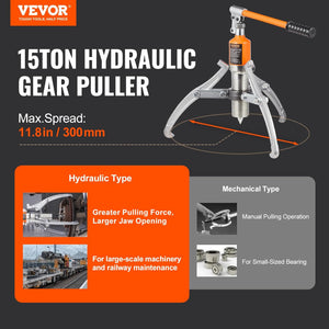 VEVOR Hydraulic Gear Puller, 15 Ton Max Capacity Wheel Bearing Pulling Separator