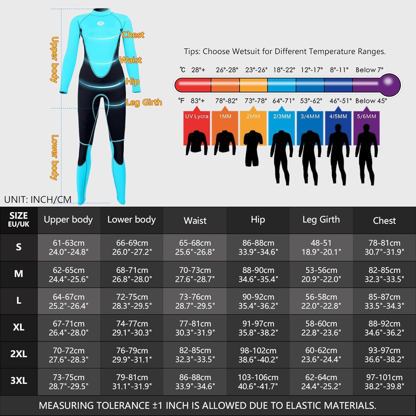 PAWHITS Slim Wetsuit Women 2/3mm Neoprene Full Length Wet Suit SMALL