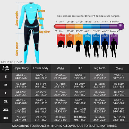 PAWHITS Slim Wetsuit Women 2/3mm Neoprene Full Length Wet Suit SMALL