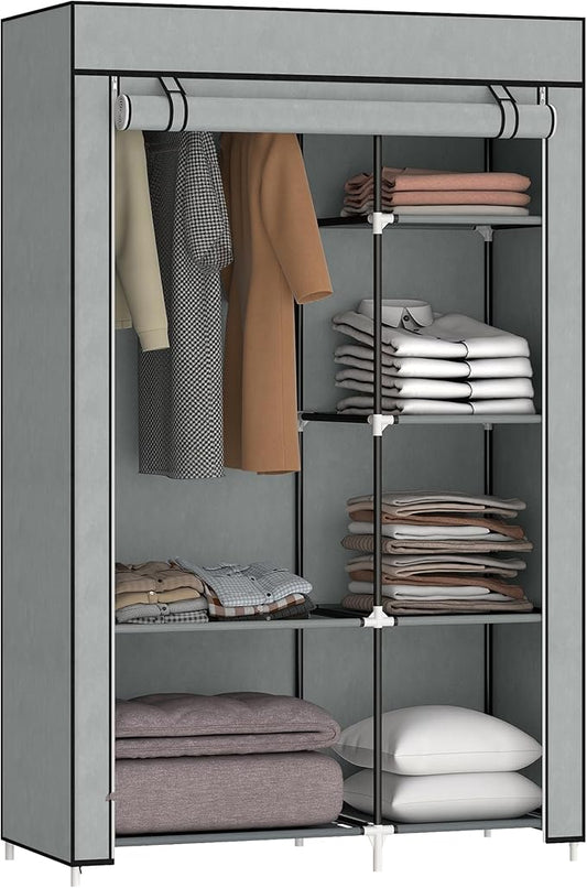 HOMCOM Fabric Wardrobe, Portable Wardrobe with 6 Shelves
