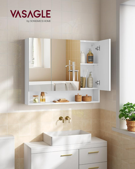 VASAGLE KAILYN Collection - Bathroom Mirror Cabinet, Bathroom Wall Mirror Cabinet White