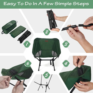 Rainberg Ultra Lightweight Camping Chair, Folding Chair Green