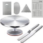 Yizish cake turntable stand with icing spreaders and scrapers