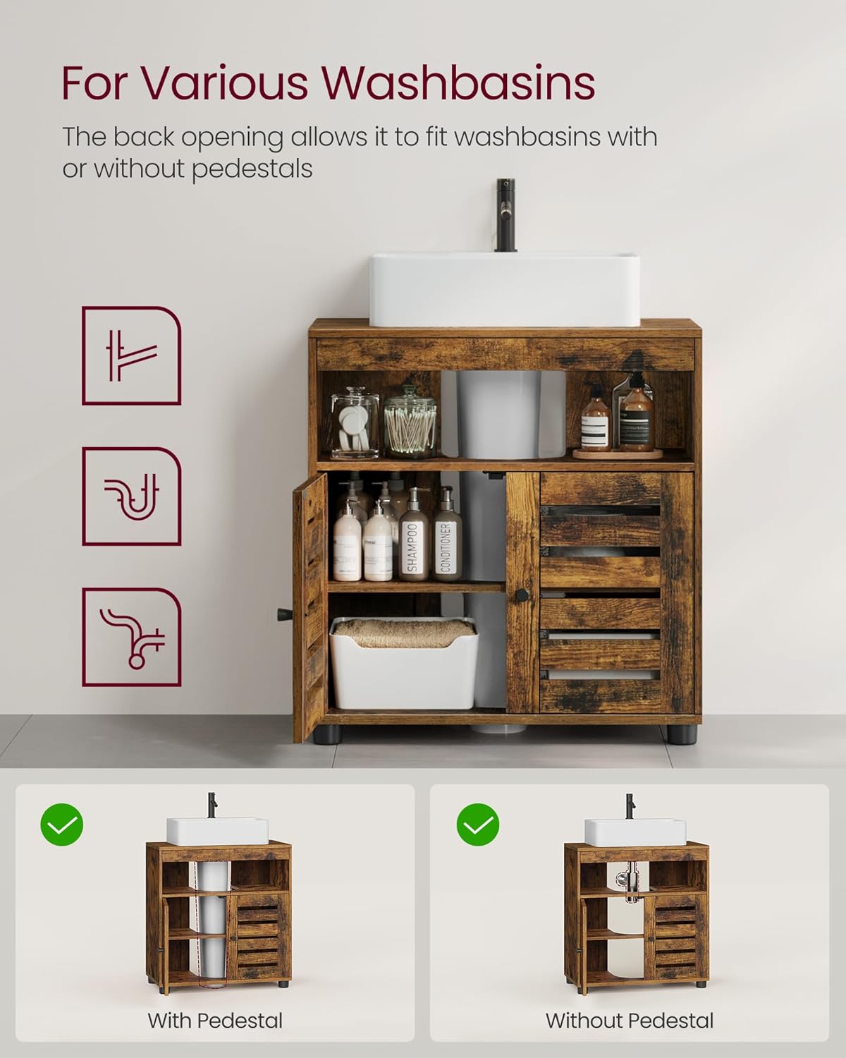 VASAGLE Under Sink Bathroom Cabinet, Storage Cabinet